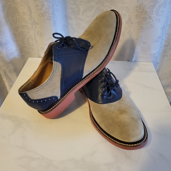 Cole Haan Men's Shoes, Suede Color Tan and Blue, Oxford Size 10.5m, Classic - Picture 12 of 13